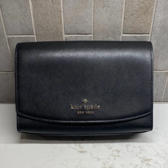 Kate Spade Carson Convertible Crossbody Black Saffiano Leather Preppy NWT - Picture 1 of 15